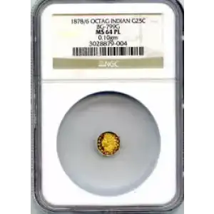 Territorial Gold -California Small Denomination Gold-Quarter Dollar Octagonal-Indian Head -Gold- 0.25 Dollar (3)