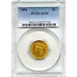 Three Dollar Gold Pieces---Indian Princess Head 1854-1889 -Gold- 3 Dollar (3)