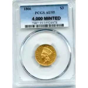 Three Dollar Gold Pieces---Indian Princess Head 1854-1889 -Gold- 3 Dollar (3)