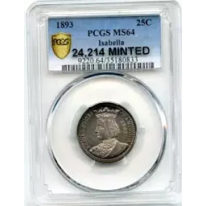 Classic Commemorative Silver--- World's Columbian Exposition, Isabella Quarter 1893-Silver- 0.25 Dollar (3)