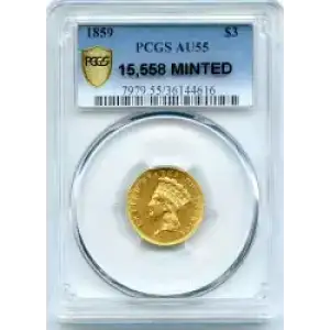 Three Dollar Gold Pieces---Indian Princess Head 1854-1889 -Gold- 3 Dollar (3)