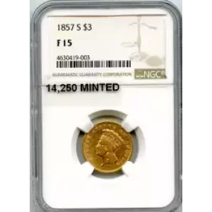 Three Dollar Gold Pieces---Indian Princess Head 1854-1889 -Gold- 3 Dollar (3)