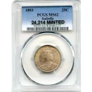 Classic Commemorative Silver--- World's Columbian Exposition, Isabella Quarter 1893-Silver- 0.25 Dollar (3)