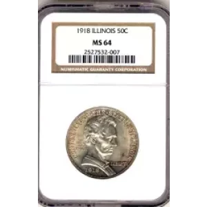 Classic Commemorative Silver--- Illinois Centennial 1918 -Silver- 0.5 Dollar (3)