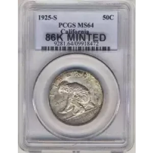 Classic Commemorative Silver--- California Diamond Jubilee 1925 -Silver- 0.5 Dollar (3)