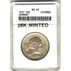 Classic Commemorative Silver--- Vermont Sesquicentennial 1927-Silver- 0.5 Dollar (3)