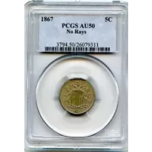 Nickel Five Cent Pieces-Shield 1866-1883 (3)