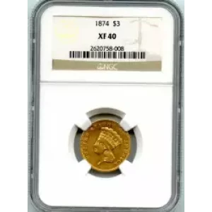 Three Dollar Gold Pieces---Indian Princess Head 1854-1889 -Gold- 3 Dollar (3)