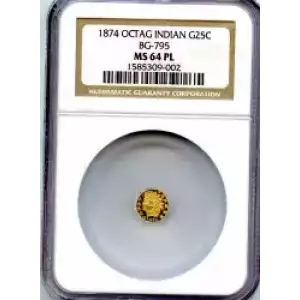 Territorial Gold -California Small Denomination Gold-Quarter Dollar Octagonal-Indian Head -Gold- 0.25 Dollar (3)