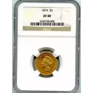 Three Dollar Gold Pieces---Indian Princess Head 1854-1889 -Gold- 3 Dollar (3)