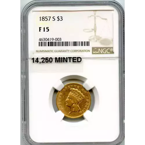 Three Dollar Gold Pieces---Indian Princess Head 1854-1889 -Gold- 3 Dollar (3)