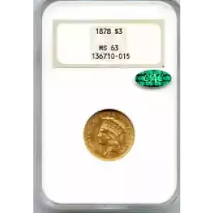 Three Dollar Gold Pieces---Indian Princess Head 1854-1889 -Gold- 3 Dollar (3)